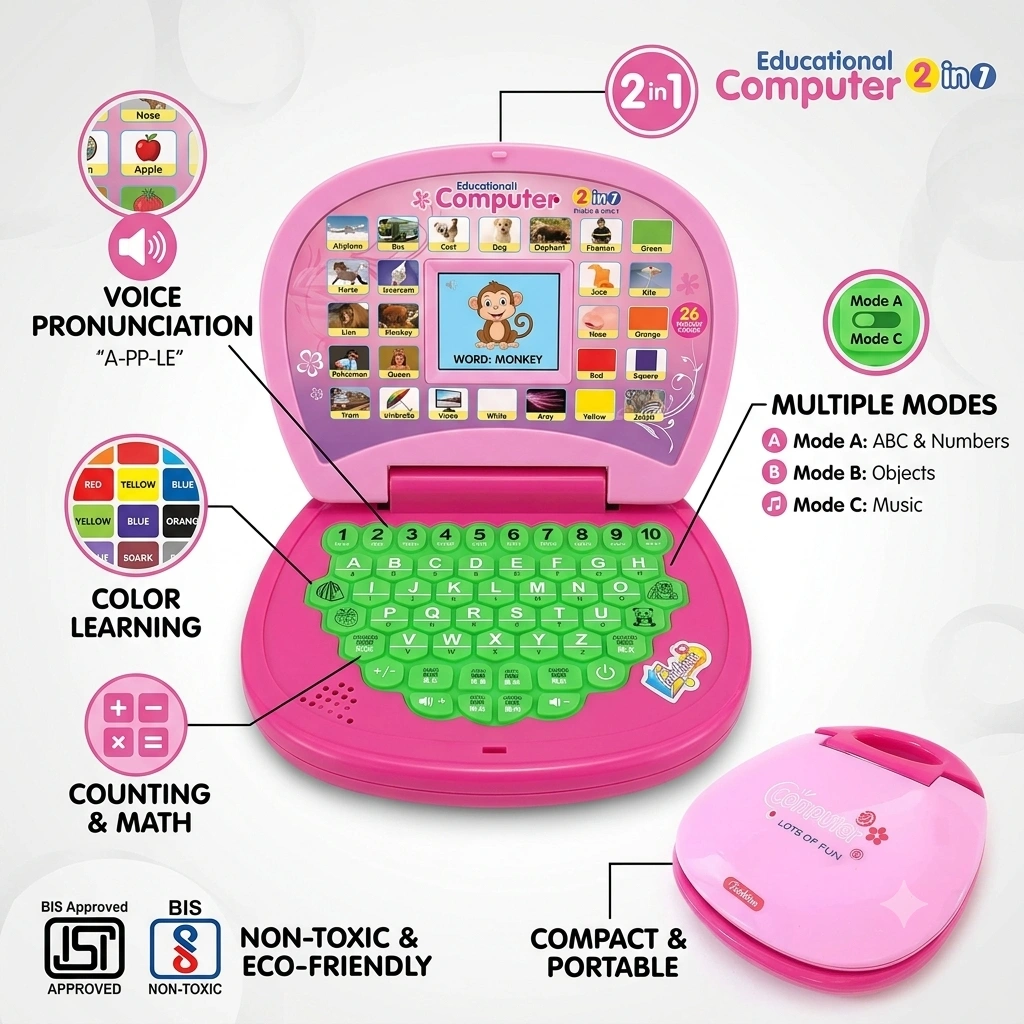 Kids Learning Computer Laptop Toy with Sound 1 to 6 Years