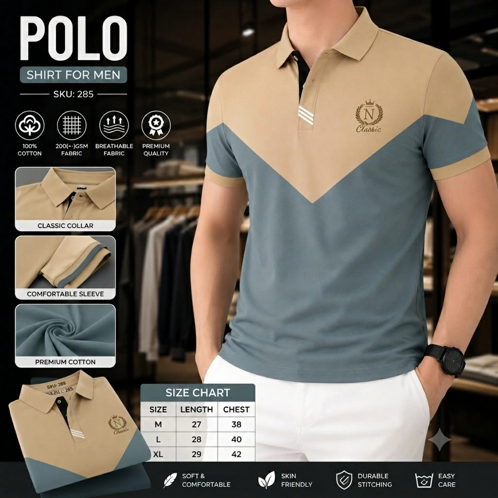 Premium Signature Series Chevron Block Mens Polo Shirt