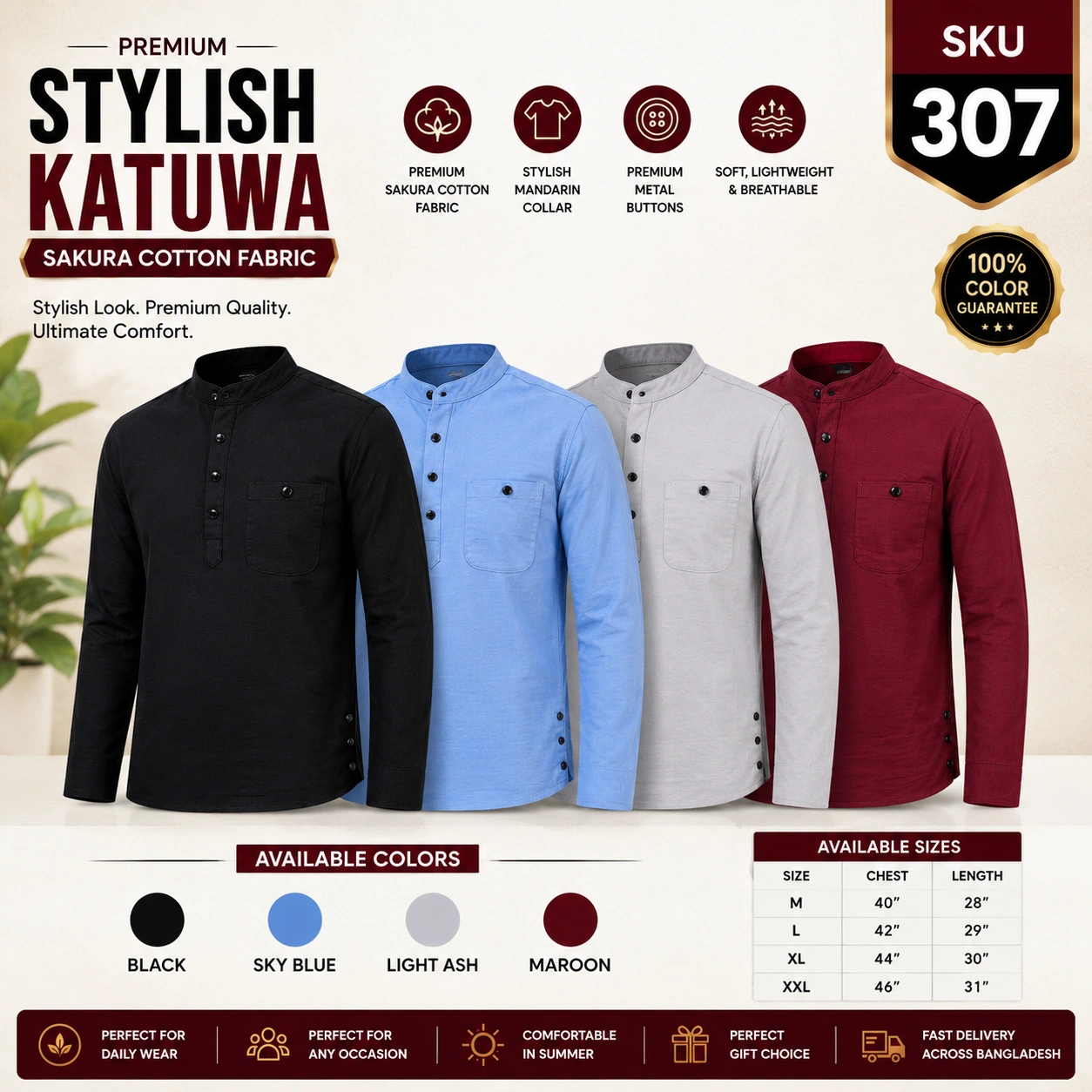 Premium Stylish Katuwa for Men-Sakura Cotton