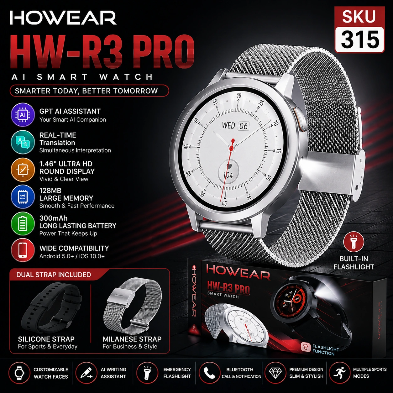 Howear HW-R3 PRO AI Smart Watch