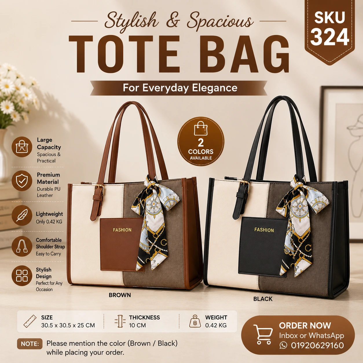 Stylish Large Capacity PU Leather Tote Bag for Women