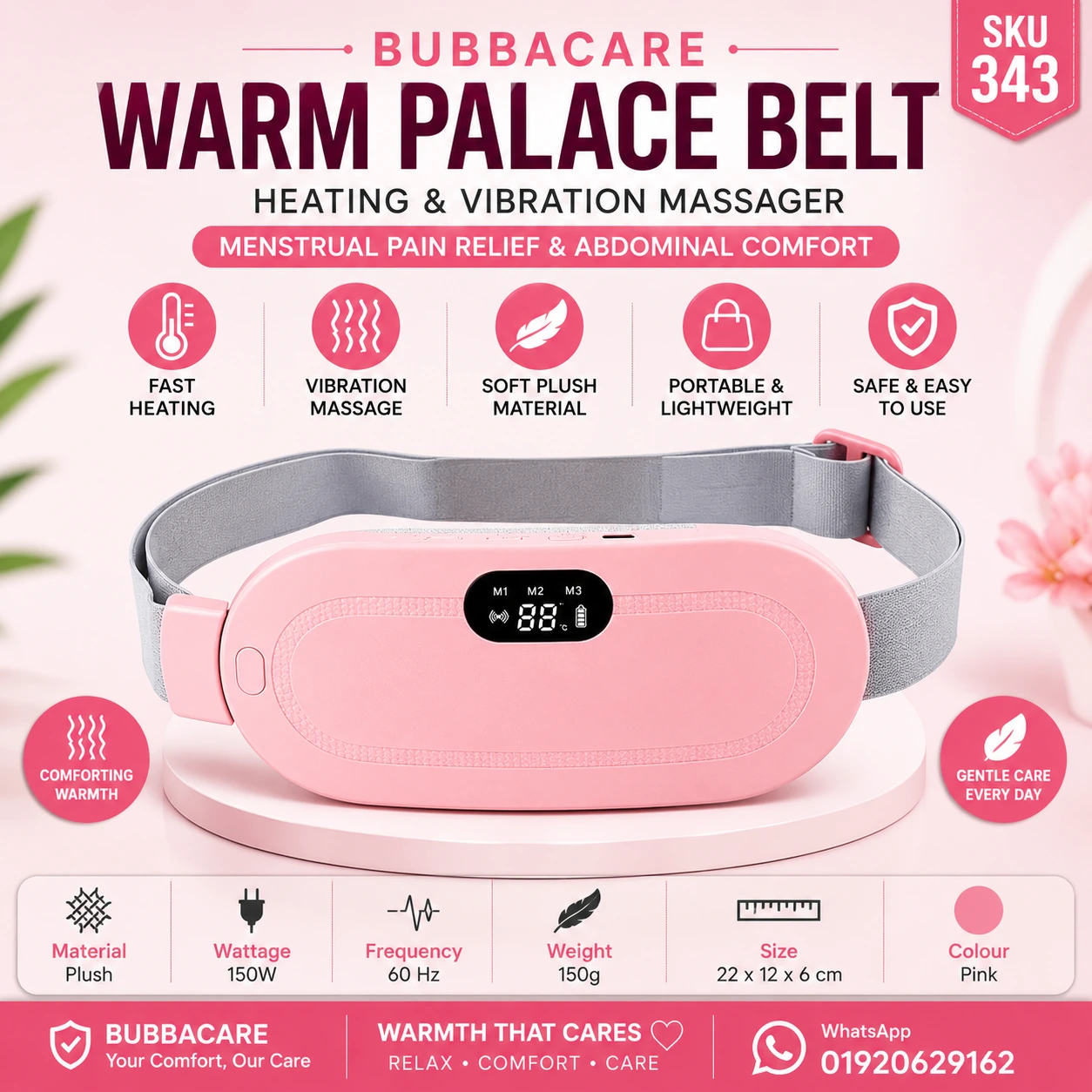 Menstrual Heating Pad Belt-Portable Vibration Massager